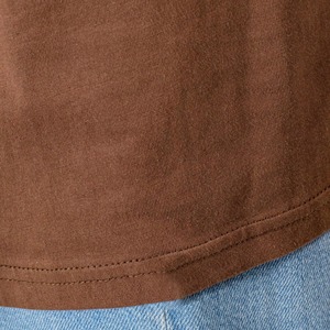 Camiseta de Cuello Redondo para Hombre, 100% Algodón, Color Marrón Sólido, Manga Corta, Corte Regular, Estilo Casual, 200g, Anti-Pilling, Frente Liso - Product Image 5