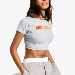 T-shirt personnalisé à manches courtes coupe ajustée avec imprimé en relief pour femme, idéal pour le sport – Meilleure vente en gros pour l'été - Product Image 1