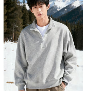 Pull à col zippé pour homme, décontracté, mélange de polyester et de coton, coutures de qualité supérieure, mode européenne - Product Image 4