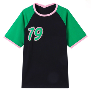 1908 Premium Chenille Raglan <b>Shirt</b> for <b>Women</b> Green White <b>Black</b> Color Soft Cotton Blend Short Sleeve Casual Greek Style - Product Image 1
