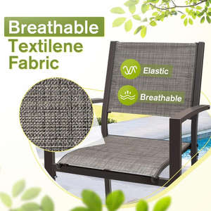 Ensemble de table à manger en acier convertible moderne et écologique, 6 pièces, meubles de salle à manger imperméables pour jardin et terrasse - Product Image 5