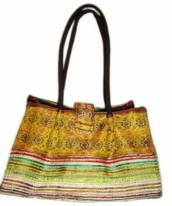 Bohemian Patchwork Sling Bag with <b>Open</b> Top Closure Embroidered Applique Decoration Unisex Eco-Friendly Canvas - Product Image 5