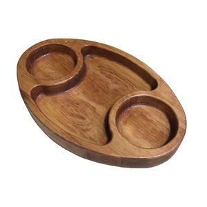 Assiette à 4 côtés en forme de feuille Offre Spéciale Assiette à fruits en bois d'acacia Assiette à vaisselle pour servir des fruits secs - Product Image 2