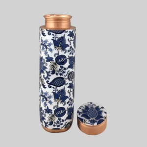 ขวดน้ำทองแดงลายดอกไม้ พร้อมฝาปิดแบบพกพาสำหรับเดินทาง - Product Image 4