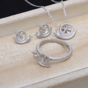 S925 Silver Snail Matte Pendant Earnail Ring <b>Pearl</b> Earrings DIY Accessories Holder Female Fashion <b>Jewelry</b> <b>Set</b> 4798 - Product Image 2