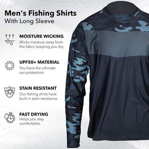 เสื้อตกปลาแขนยาว UPF 50 + ของผู้ชายเสื้อป้องกันแสงแดดพร้อมตาข่ายกันรอยเปื้อนและความชื้นชุดสวมใส่สำหรับตกปลา - Product Image 4