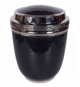 URNE DE CRÉMATION EUROPÉENNE EN MÉTAL, URNE ADULTE NOIR BRILLANT - Product Image 2