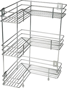 Étagère de rangement en acier inoxydable en forme de L, organisateur d'angle triple couche pour cuisine et salle de bain, support d'étagère peu encombrant - Product Image 2