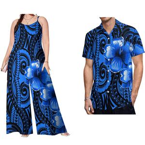 Último Diseño Polinesio, Camisa Casual de Manga Corta para Hombre y Romper para Mujer, Conjuntos de 2 Piezas al por Mayor, Conjuntos Samoanos para Parejas - Product Image 2