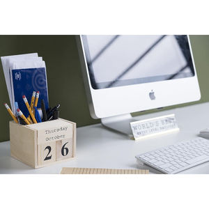 Porte-stylos LED en bois créatif, organiseur de bureau lumineux, boîte de rangement pour stylos en bois massif pour la maison, le bureau, l'école, décoration de bureau - Product Image 4