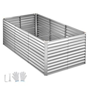 Fioriera Rettangolare Rialzata in Metallo Zincato 8x4x3 piedi per Esterni, Kit Contenitore per Piante Senza Fondo, Forniture da Giardino - Product Image 1