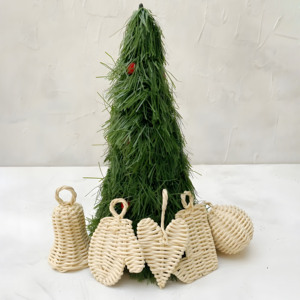 Ensemble de breloques suspendues en rotin pour arbres, mini décorations de Noël, décorations de fête festives - Product Image 2