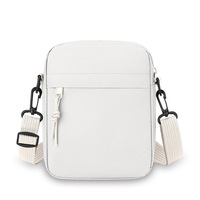 Tas Selempang Mini Kasual Pria Kanvas Warna Solid Sederhana, Tas Selempang Pria Motif Bunga Tahan Air Portabel