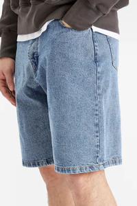 Shorts Bermuda en jean délavé taille haute pour homme avec poches, style décontracté, fermeture boutonnée, tissu en toile 100 % coton - Product Image 3