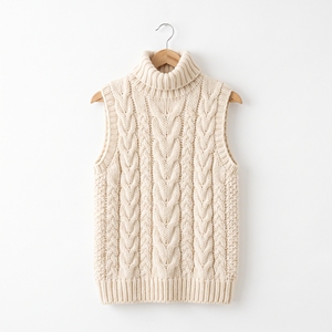 Women's Winter Chunky Knit Vest Cozy <b>Layering</b> Casual Knit <b>Top</b> OEM ODM Wholesale Factory Custom Logo Low MOQ - Product Image 1