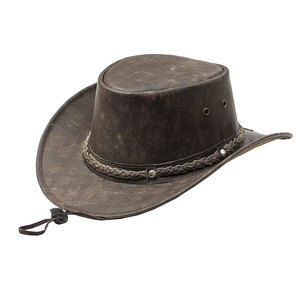 Chapeau Fedora en cuir unisexe personnalisé, imprimé sur mesure, promotionnel, pas cher, couleur personnalisée, logo ajustable, vente en gros - Product Image 2