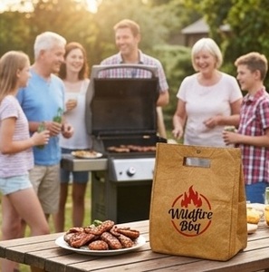 Wildfire <b>BBQ</b> Insulated Lunch Bag - Reusable Tyvek Paper Bag Style - Waterproof Thermal Cooler for Office, Picnic & <b>BBQ</b> - Product Image 2