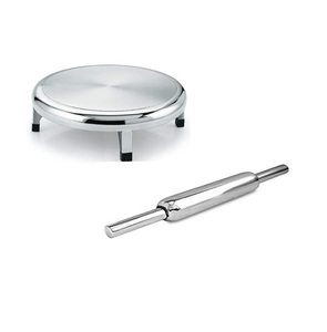 Rollyware ™   Base 100% de acero inoxidable GOINT Less Polpat Chakla Belan: Trabaje la masa con menos esfuerzo. Mejore su experiencia de horneado. - Product Image 1