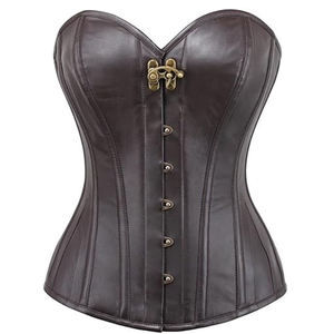 Women's Goth <b>Punk</b> Plus-Size Zipper Leather Lace Corset Shapewear Hip Enhancer Latex Waist Trainer Satin Fabric Seamless Quick - Product Image 5