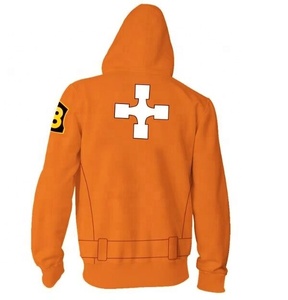 Sweat-shirt à capuche zippé pour homme, rayé marron et bleu, décontracté, imprimé par sublimation, coupe classique, pour l'automne - Product Image 3