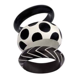 Bracelet en résine blanche à pois multicolores en acrylique pour femme, bijou de main, bracelet rond, motif géométrique, accessoire de costume - Product Image 6