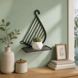 Support mural en métal pour plantes, noir, décoratif, étagère pour pots de fleurs d'intérieur et d'extérieur, balcon, jardin - Product Image 3