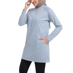 Robe Sweatshirt Modeste à Manches Longues pour Femme, Couleur Unie, Respirante, UPF50+, Vêtement de Fitness et Yoga, Coupe Classique, Écologique, Extensible dans les Quatre Sens - Product Image 3