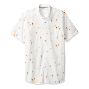 Chemise décontractée à manches courtes pour homme, imprimé floral blanc, 100% polyester, respirante, été - Product Image 1