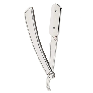 Herramientas de Barbería, Navaja de Afeitar con Mango de Acero Inoxidable, Navaja de Afeitar Plegable de Filo Recto, Navaja de Afeitar Recta para Barbería - Product Image 1