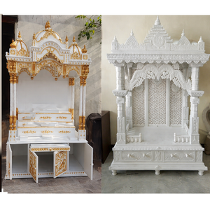 Temple en bois blanc pour la maison, sanctuaire classique avec de riches sculptures, temple blanc personnalisé avec tiroirs, prix d'usine Sydney - Product Image 1