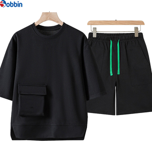 Conjunto de 2 Piezas Casual de Verano para Hombre, con Logotipo Personalizado Bordado, Camiseta de Secado Rápido 100% Algodón y Pantalones Cortos con Bolsillos Grandes - Product Image 2