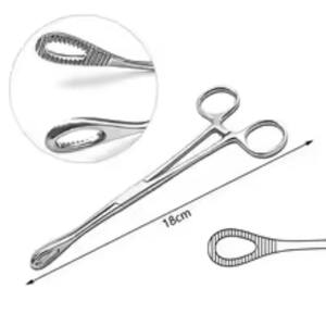 Pinza Cervical Ovalada Dentada de Acero Inoxidable para Tejido Quirúrgico, Instrumento Hemostático Manual, Pinza de Bola para Aguja Abierta/Cerrada - Product Image 1