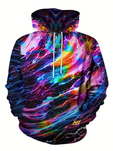 Men's Hooded Sweatshirt Psychedelic Print Long Sleeve Casual Autumn Wear Sublimation Printed Regular Fit - Product Image 5