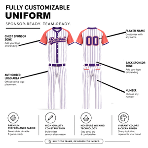 Ensemble uniforme de baseball pour hommes, manches courtes, 100 % polyester, jersey respirant, pantalon en polyester, personnalisable, toutes saisons - Product Image 3