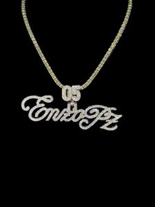 Custom Iced Out <b>Name</b> Necklace With Number Pendant Cubic Zirconia Hip Hop Personalized Script <b>Chain</b> Jewelry - Product Image 3