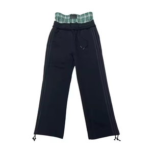 Hot Selling Basic Straight Leg <b>Sweatpants</b> Men Custom Striped Side <b>Oversized</b> Wide Leg Track Pants Raw Hem Jersey Flare <b>Sweatpants</b> - Product Image 1