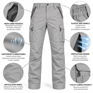Pantalon de travail pour homme, pantalon cargo multi-poches, pantalon de travail robuste, fournisseur d'uniformes avec logo personnalisé - Product Image 6