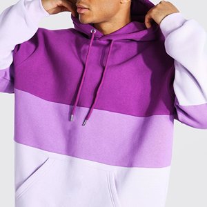 Sudadera con capucha extragrande para hombre, con bloques de color, manga raglán, diseño de patchwork de algodón y forro polar, ropa de otoño para hombre - Product Image 4