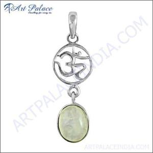 Pendentif unisexe de luxe en argent sterling 925 avec pierre naturelle, motif géométrique simple Om, breloques fines avec logo en pierres précieuses 925artpalace - Product Image 2