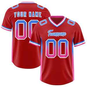 เสื้อฟุตบอลอเมริกันสีส้มแบบกำหนดเองสำหรับผู้ชาย คอวี แขนสั้น ระบายอากาศได้ดี ผลิตจากโพลีเอสเตอร์ พิมพ์ลายชื่อทีมและหมายเลขด้วยเทคนิค Sublimation - Product Image 4
