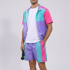OEM Custom Hooded Waterproof Windbreaker <b>Jacket</b> Shorts Set Lightweight Outdoor Sportswear for <b>Men</b> <b>Summer</b> - Product Image 3
