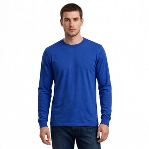 Camiseta de Manga Larga para Hombre, Cuello Redondo, 100% Algodón, Corte Regular, Color Liso, Tejido de Punto, Teñido Simple, Ecológico, Transpirable, de BD - Product Image 5