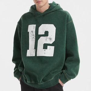 Unisex Acid Wash Hoodie Oversized Vintage Style Faded Sweatshirt Custom Logo Streetwear Heavyweight - Product Image 2