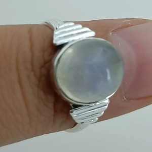 Blue Fire Rainbow <b>Moonstone</b> <b>Ring</b> 925 Sterling Silver Handmade Statement Promise <b>Ring</b> for Women Boho Oval June Birthstone Jewelry - Product Image 2
