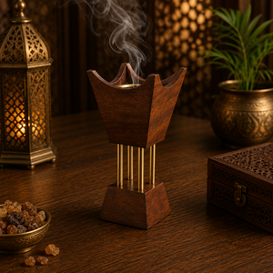 Brûleur d'encens en bois tendance, porte-bakhoor arabe avec insert en laiton, encensoir pour aromathérapie arabe, décoration de maison pour Ramadan et l'Aïd, cadeau - Product Image 4