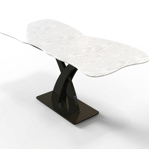 Luxury <b>Solid</b> <b>Wood</b> Live Edge Dining <b>Table</b> with Artistic Cross Base Design - Product Image 5