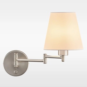 Modern <b>Wall</b> <b>Sconce</b> with Beige Shade Round Metal Backplate Adjustable Arm Lighting Fixture - Product Image 3