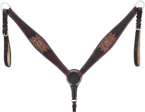 Conjunto de cabezada, pechopetral y riendas de cuero trenzado estilo western para equipo de caballo, para equitación de sendero y ranchera - Product Image 2