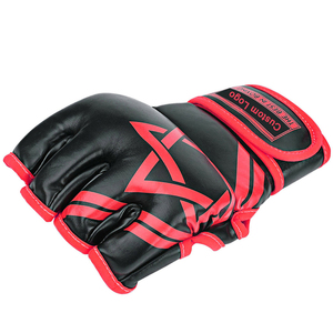 ถุงมือ MMA หนัง PU สีดำแดง สำหรับฤดูหนาว แบบครึ่งนิ้ว ทนทาน สวมใส่สบาย อุปกรณ์ป้องกันสำหรับการฝึกซ้อม - Product Image 2