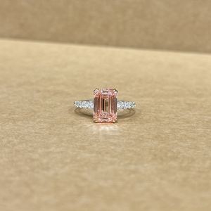 Elegant 14K White Gold Pink Lab Grown Emerald Cut <b>Diamond</b> <b>Ring</b> 4.42 CT Center 0.56 CT Side Stones Premium Wedding <b>Ring</b> - Product Image 1
